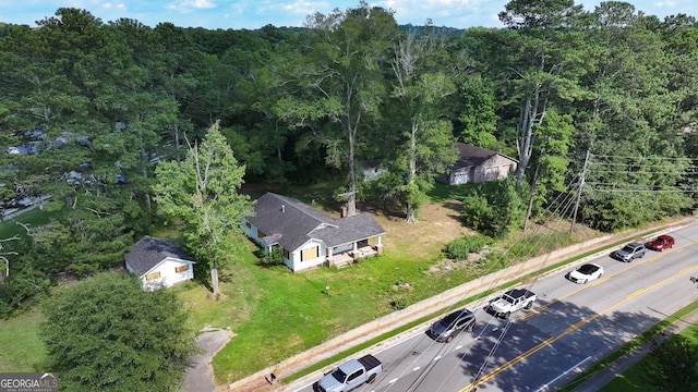 aerial view with a forest view