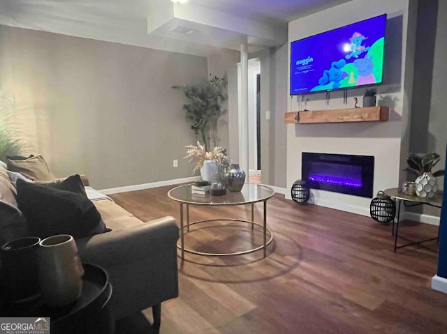 living room with wood-type flooring