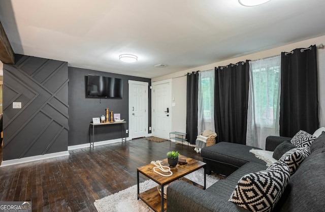 living room featuring hardwood / wood-style floors