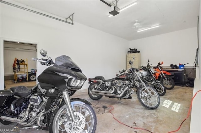 garage with a garage door opener