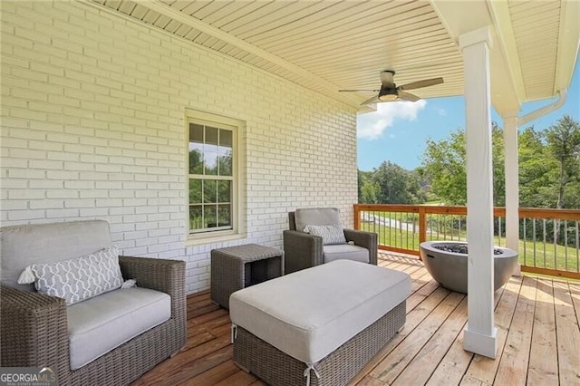 deck featuring ceiling fan