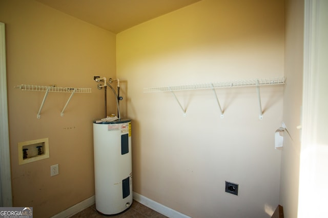 washroom featuring electric water heater, washer hookup, and electric dryer hookup