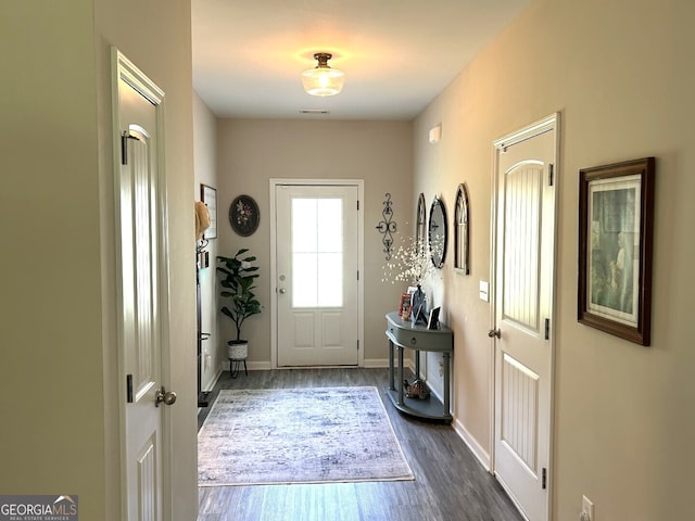 foyer with hardwood / wood-style flooring