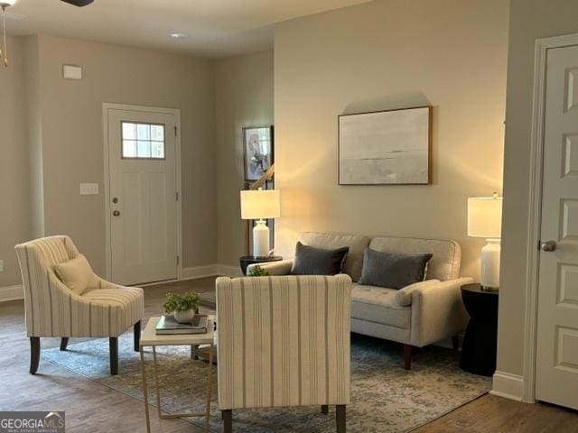 living room with hardwood / wood-style floors