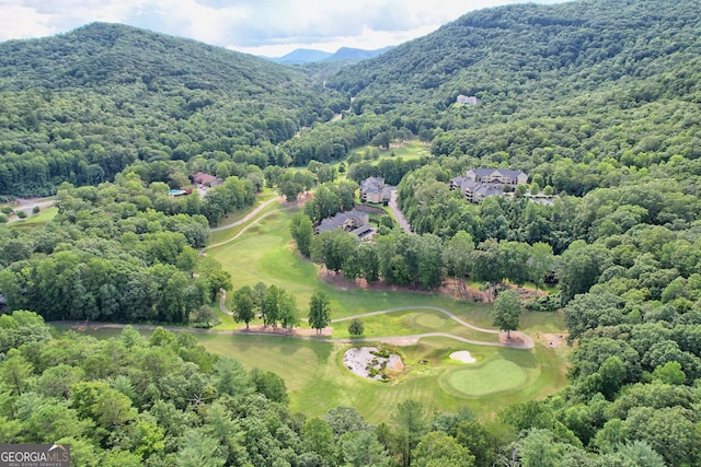 drone / aerial view with a mountain view