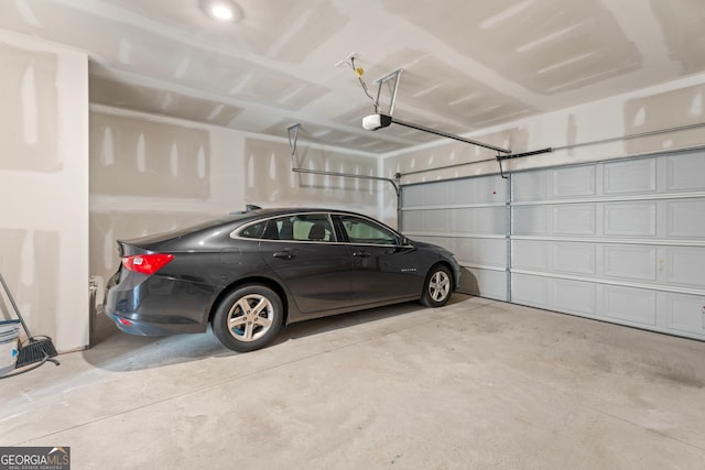 garage with a garage door opener