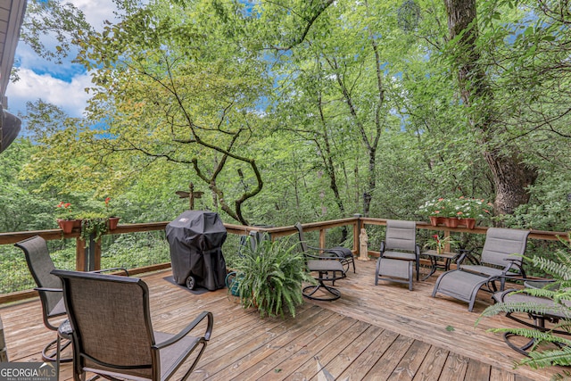 deck featuring grilling area