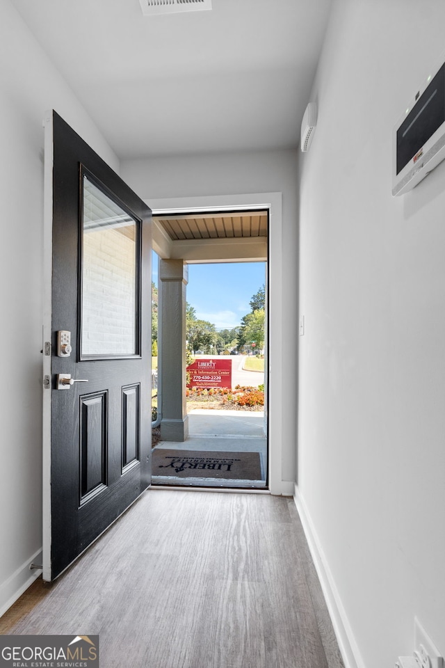 foyer entrance with wood-type flooring