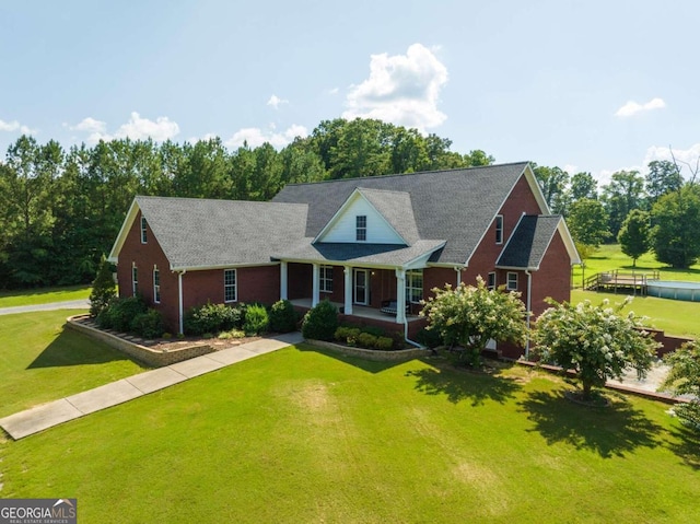 view of front of home with a front yard