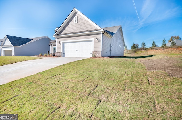 view of front facade with a front lawn and a garage