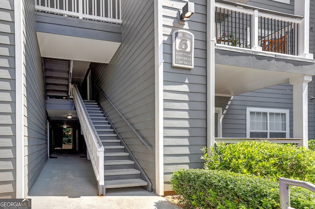 doorway to property featuring a balcony