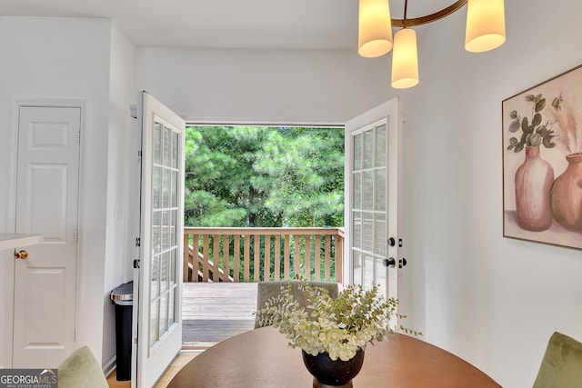 interior space featuring french doors and hardwood / wood-style floors