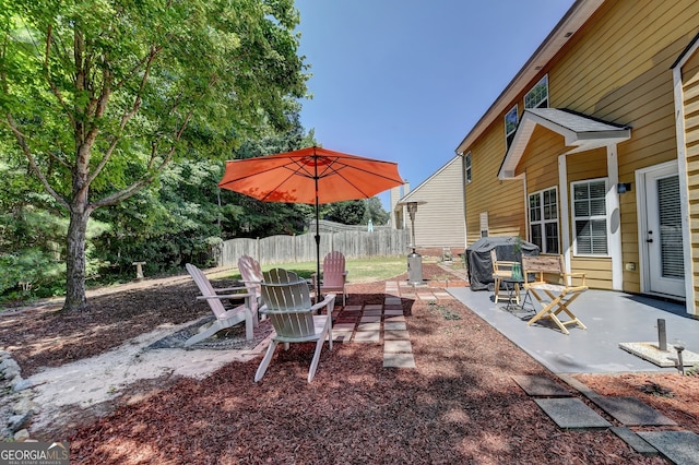 view of patio / terrace featuring a grill