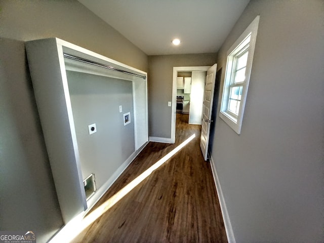 hall featuring dark hardwood / wood-style flooring