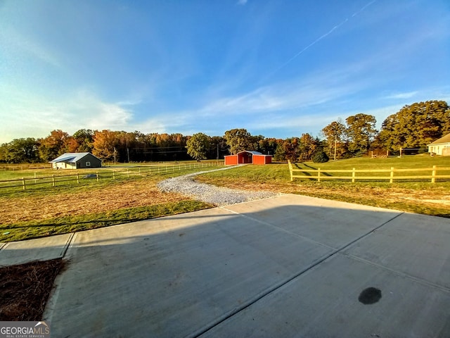 exterior space with a rural view