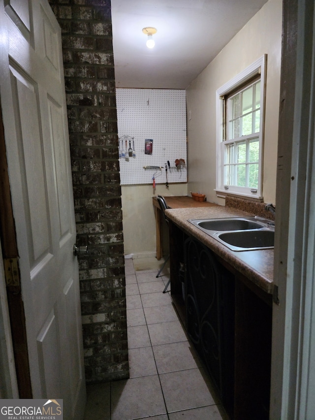 bathroom featuring vanity and tile patterned flooring