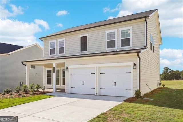 view of front of home with a front lawn and a porch