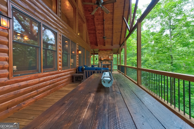 deck featuring ceiling fan