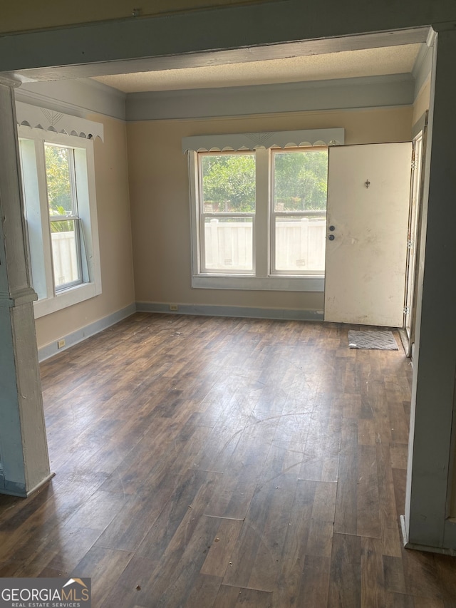 spare room featuring hardwood / wood-style floors and a healthy amount of sunlight