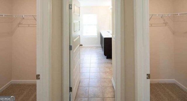 interior space featuring light tile patterned floors