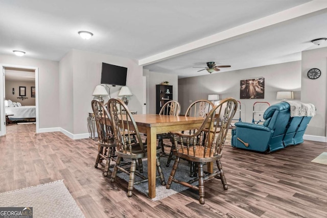 225 Big Oconee River Rd, Sparta, GA 31087 - dining room with ceiling fan, baseboards, and wood finished floors