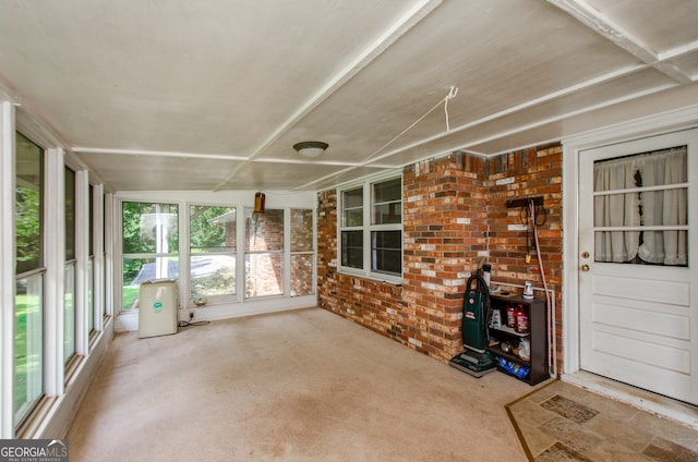 view of unfurnished sunroom