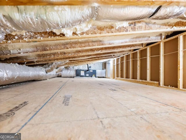 view of unfinished attic