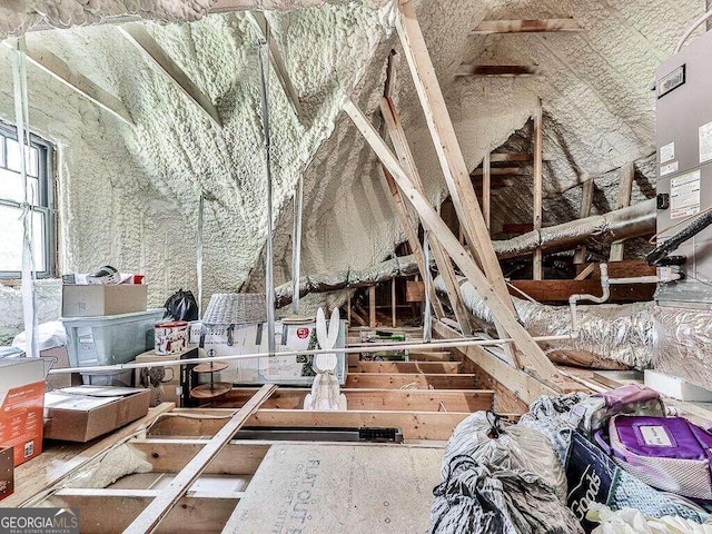 view of unfinished attic