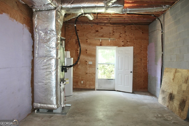 basement with gas water heater