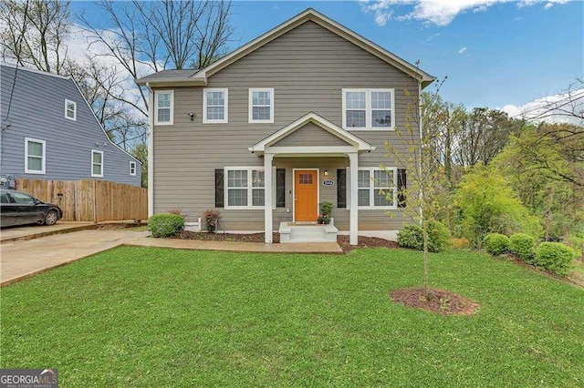 view of front of house with a front lawn