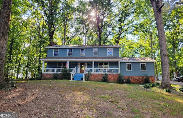 view of front facade featuring covered porch