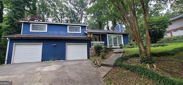 split level home with a garage