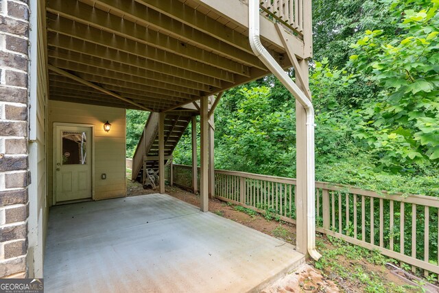 view of patio featuring a wooden deck