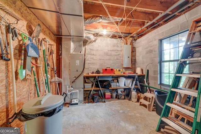 basement featuring electric panel