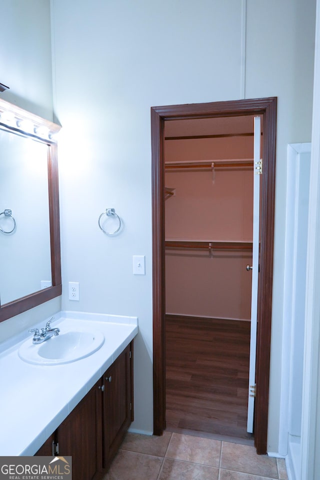 bathroom featuring vanity and tile patterned floors