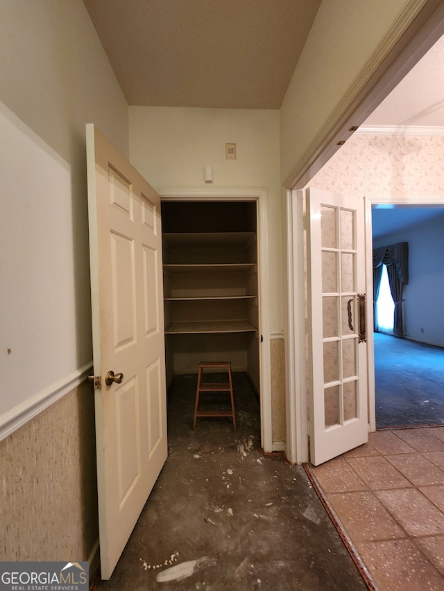 corridor with concrete floors