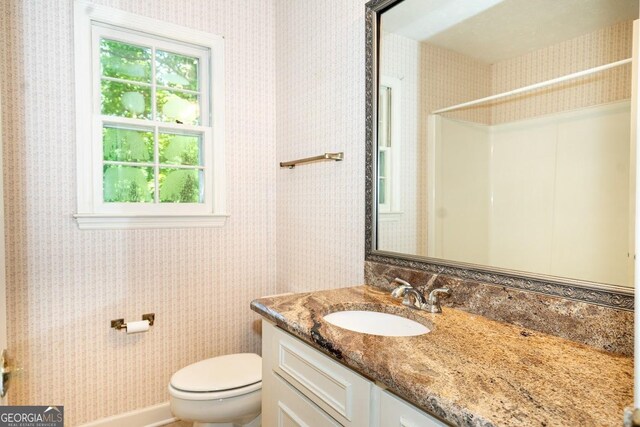 bathroom featuring vanity and toilet