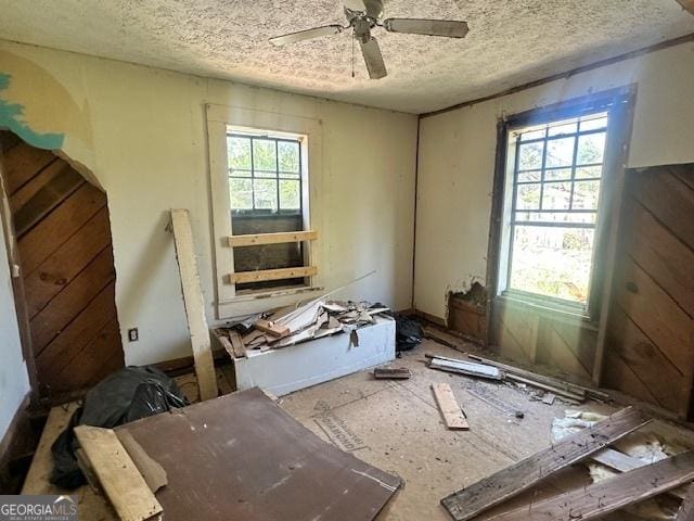 902 Georgia St, Vidalia, GA 30474 - miscellaneous room featuring plenty of natural light, ceiling fan, and a textured ceiling