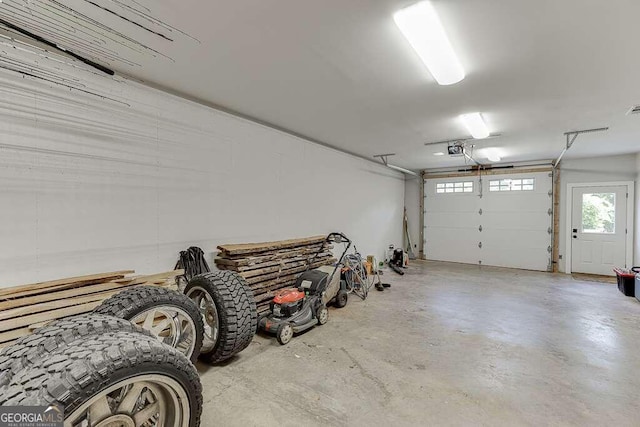 garage with a garage door opener