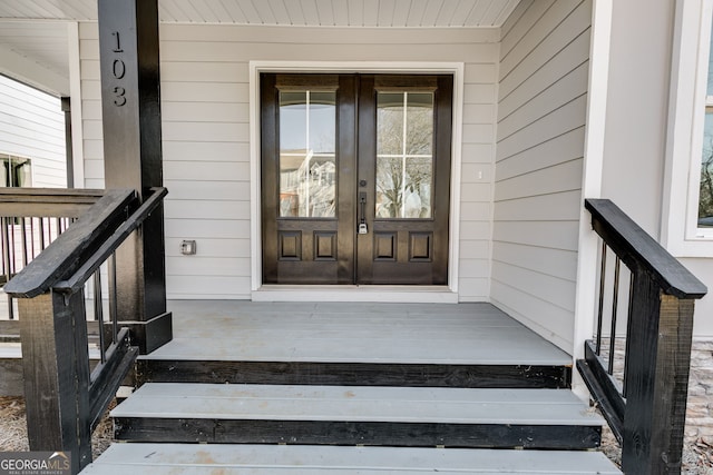 doorway to property with french doors