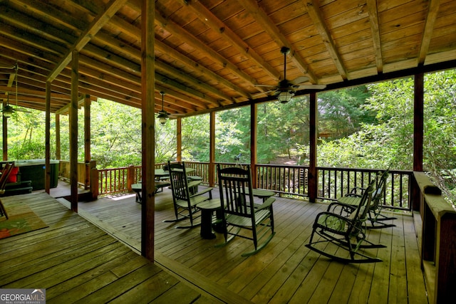 deck featuring ceiling fan