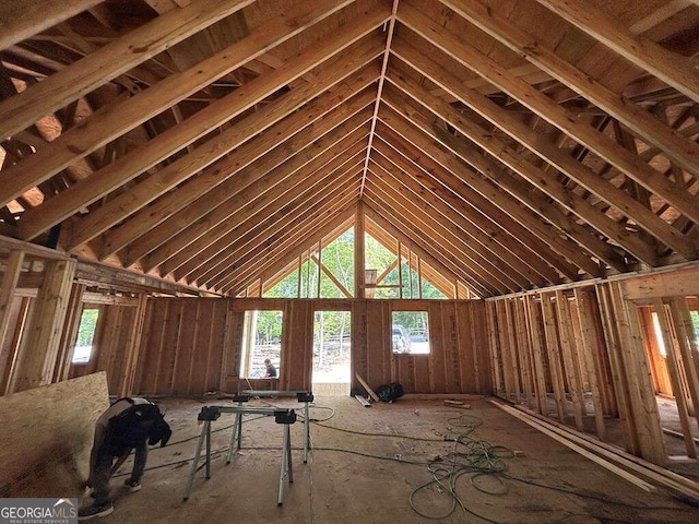 view of unfinished attic