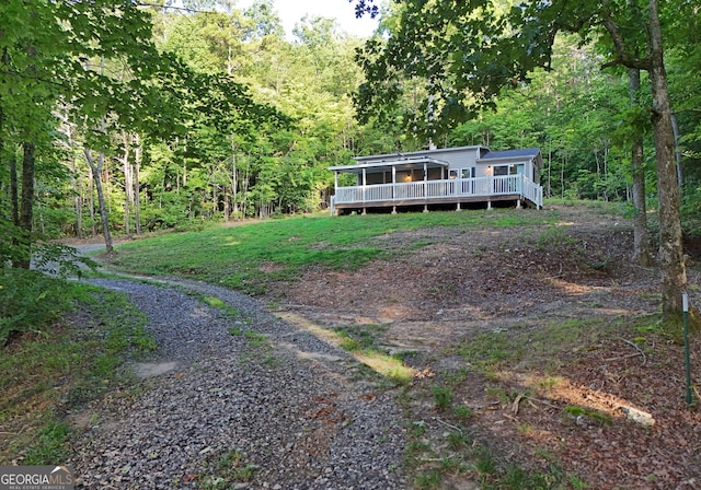 view of yard featuring a deck