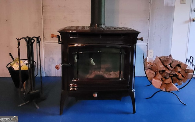 details with a wood stove