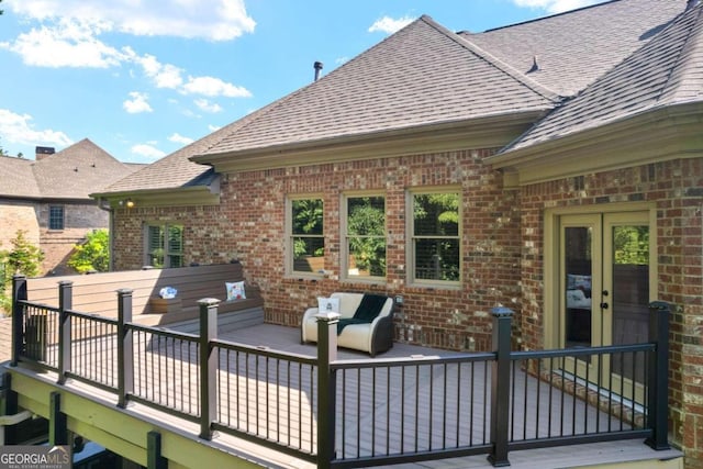 wooden deck with french doors