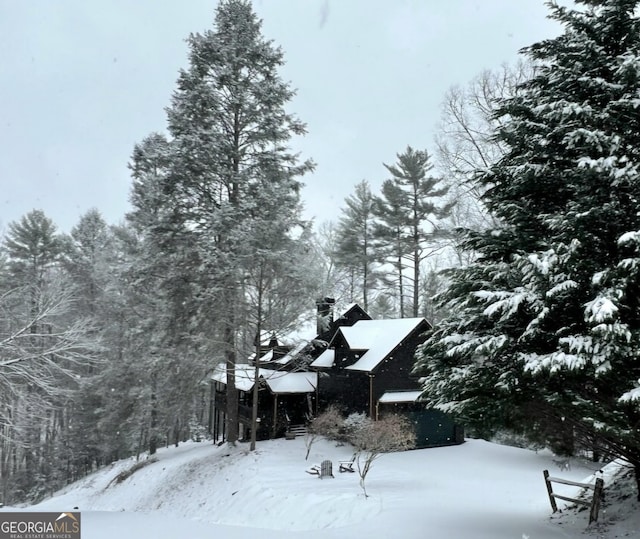 view of snow covered exterior