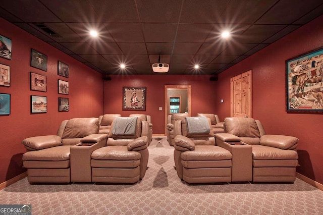 view of carpeted home theater room