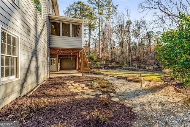 view of yard with stairway