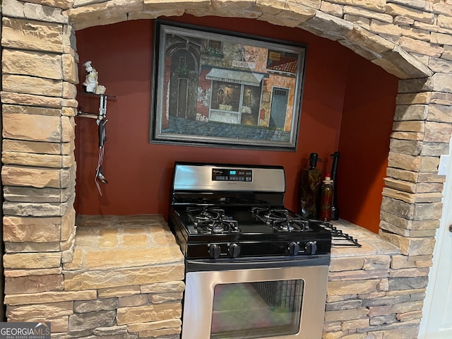 kitchen with stainless steel gas stove