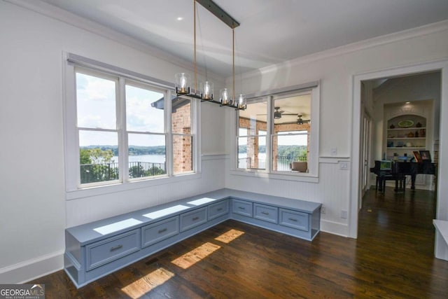 2771 Point Overlook, Gainesville, GA 30501 - dining area featuring dark wood-type flooring, a healthy amount of sunlight, ornamental molding, and built in features
